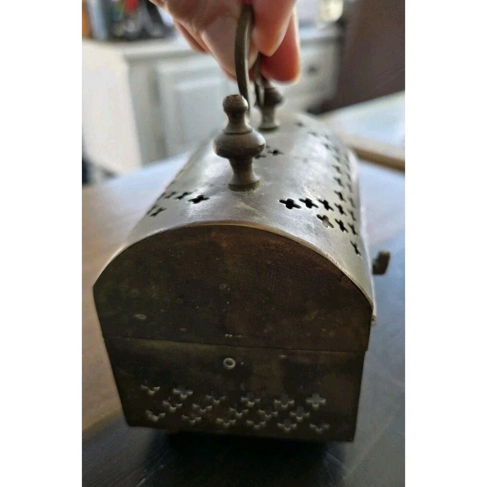 vintage brass potpourri trinket box Cricket Box Cage Metal